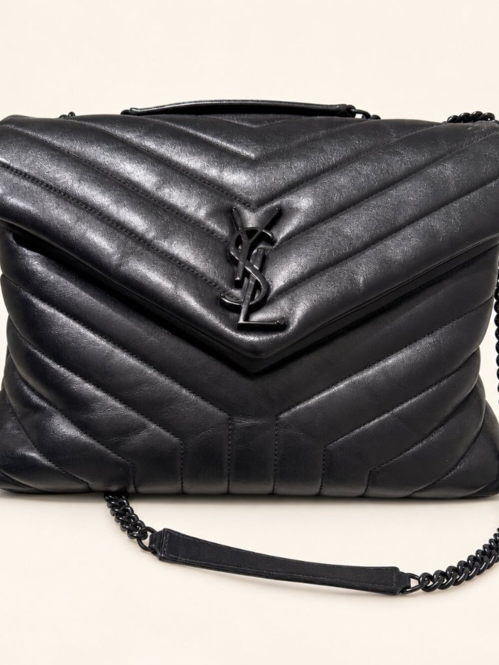 Saint Laurent Medium Loulou Black on Black Shoulder Bag